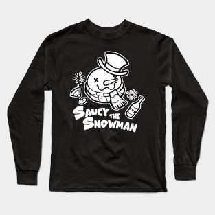 Saucy the Snowman - Frosty Humor - White Outlined Version Long Sleeve T-Shirt